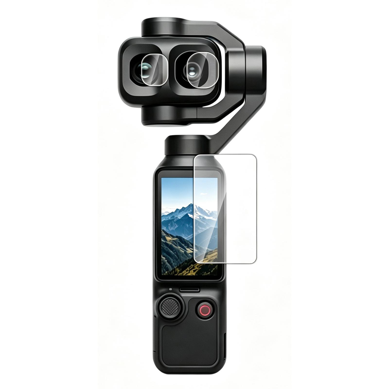 For DJI OSMO Pocket 4P / XTRA Muse 2 Pro PULUZ 9H 2.5D HD Tempered Glass Lens Protector + Screen Film (Transparent)