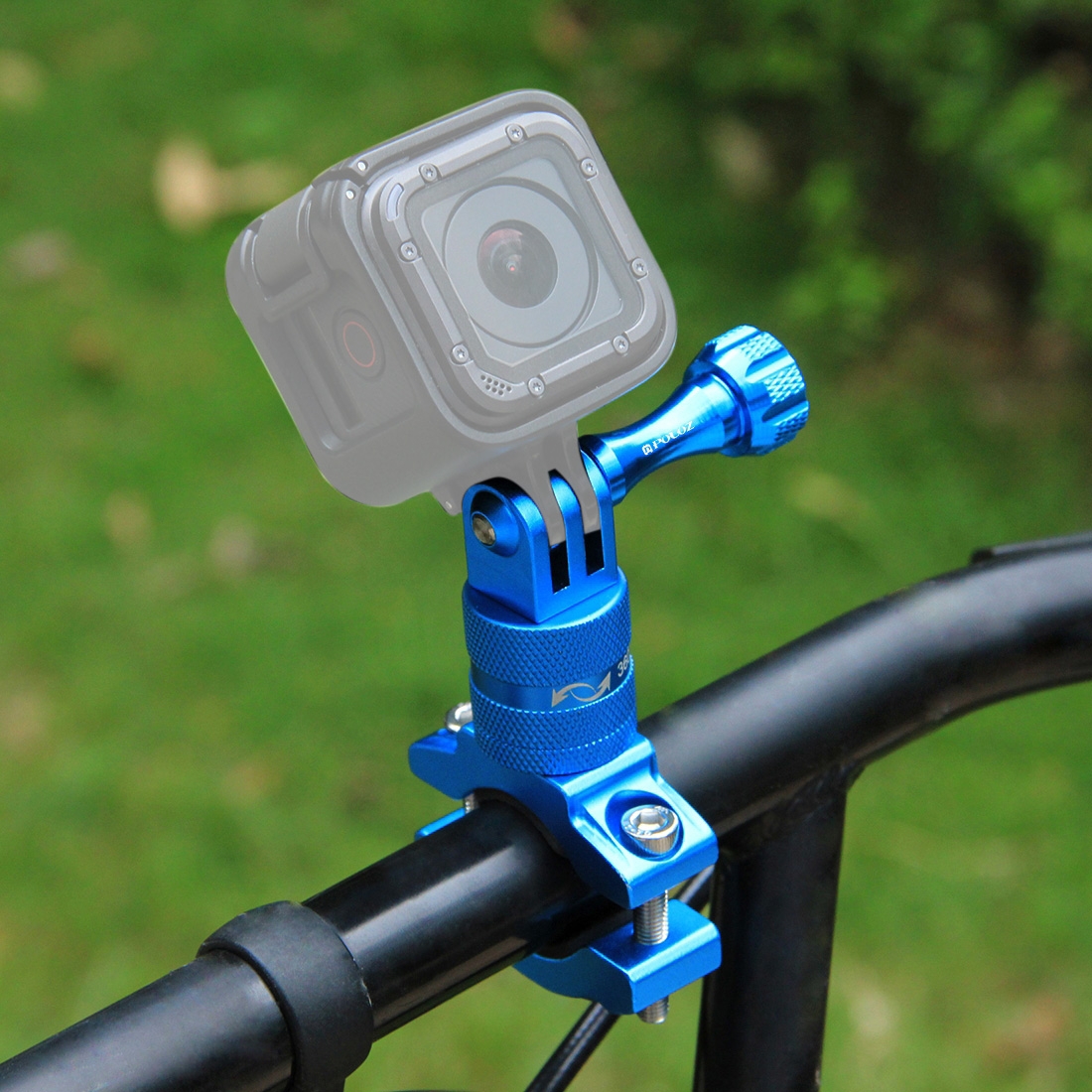 [UAE Warehouse] PULUZ 360 Degree Rotation Bike Aluminum Handlebar Adapter Mount with Screw for GoPro, Insta360, DJI and Other Action Cameras(Blue) -