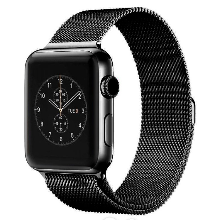 For Apple Watch 46mm / 49mm / 45mm / 44mm Milanese Loop Magnetic Stainless Steel Watch Band(Black)