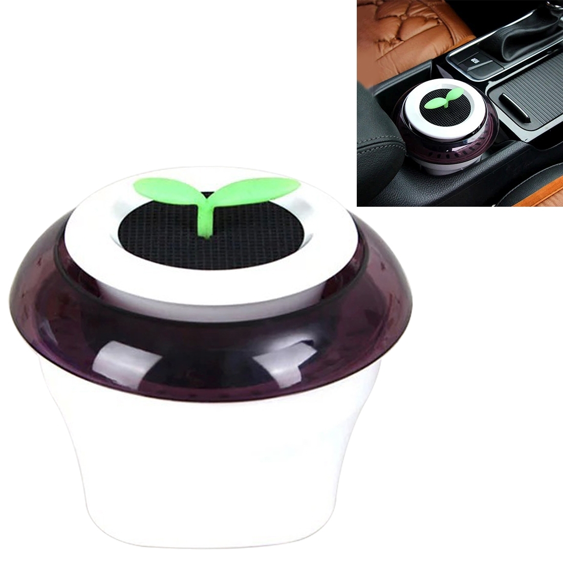 Car Auto Potted Plant Shape Cigarette Lighter Air Purifier Negative Ione Freshener Air Cleaner, Removes Pollen, Smoke, Bad Smell and Odors with