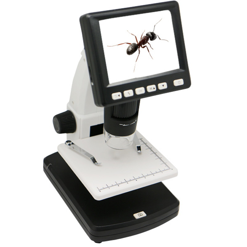 500X 5 Mega Pixels 3.5 inch LCD Standalone Digital Microscope with 8 LEDs, Support TF Card up to 32G (DMS-038M)(White) - Shopkiz.com