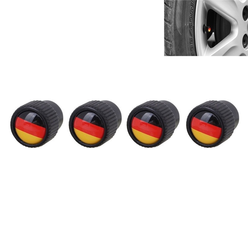 Universal 8mm Germany Flag Pattern Aluminum Alloy Car Tire Valve Caps, Pack of 4 - Shopkiz.com