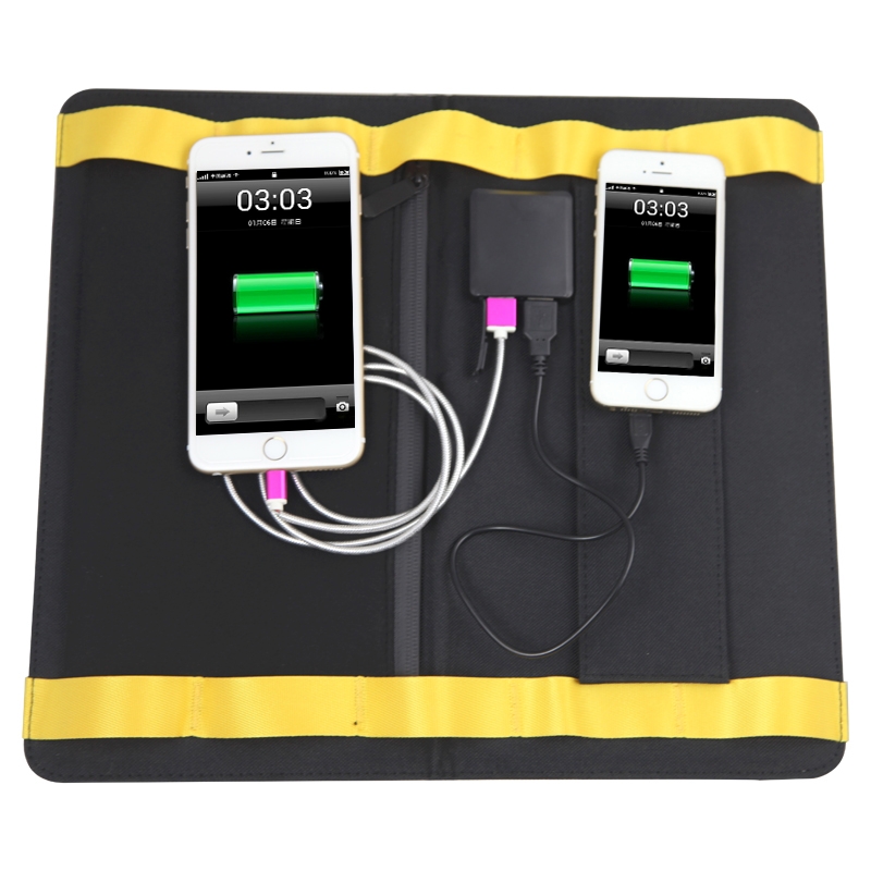 Portable 13W Solar Panel Charger with Holder & Standard USB Data Cable & Four Key Rings for Mobile Phones & Digital Camera & MP3 & MP4 & iPad and