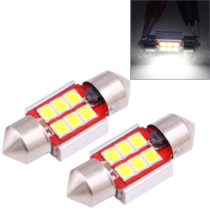 2 PCS 31mm 2.5W 180LM White Light 6 LED SMD 2835 CANBUS License Plate Reading Lights Car Light Bulb - Shopkiz.com