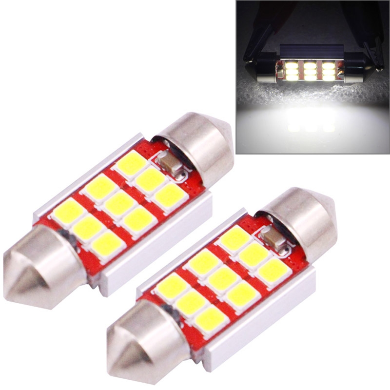 2 PCS 36mm 3.0W 180LM White Light 9 LED SMD 2835 CANBUS License Plate Reading Lights Car Light Bulb - Shopkiz.com