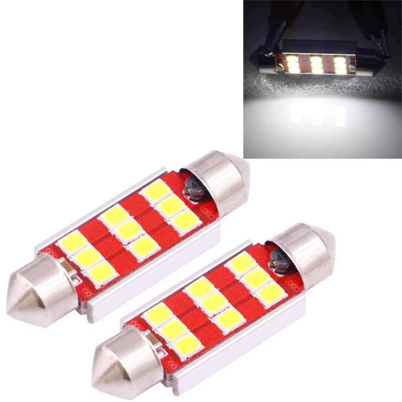 2 PCS 39mm 3W 180LM White Light 9 LED SMD 2835 CANBUS License Plate Reading Lights Car Light Bulb - Shopkiz.com