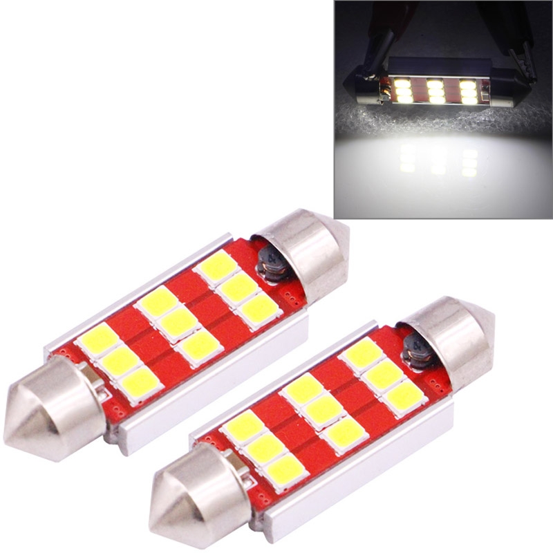 2 PCS 41mm 3W 180LM White Light 9 LED SMD 2835 CANBUS License Plate Reading Lights Car Light Bulb - Shopkiz.com