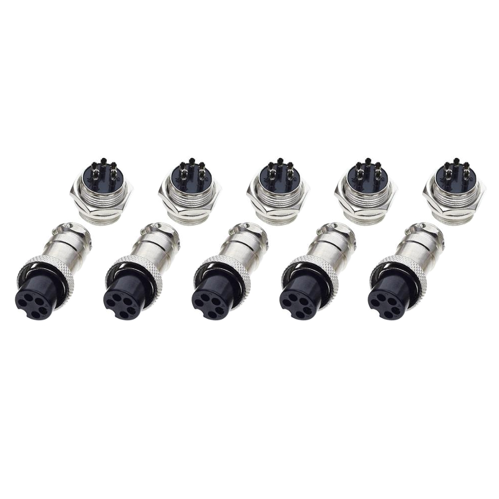 DIY 16mm 5-Pin GX16 Aviation Plug Socket Connector (5 Pcs in One Package, the Price is for 5 Pcs)(Silver) - Shopkiz.com