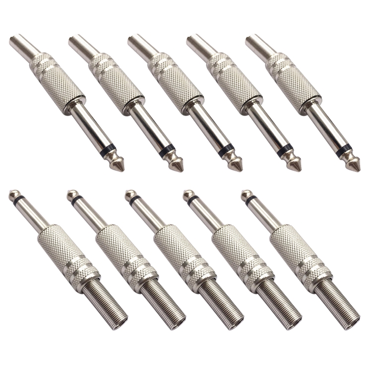 JL0057 6.35mm Audio Jack Connector (10 Pcs in One Package, the Price is for 10 Pcs)(Silver) - Shopkiz.com