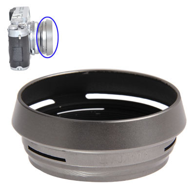 49mm Silver Metal Vented Lens Hood for Fuji X100 (LH-JX100)(Silver) - Shopkiz.com