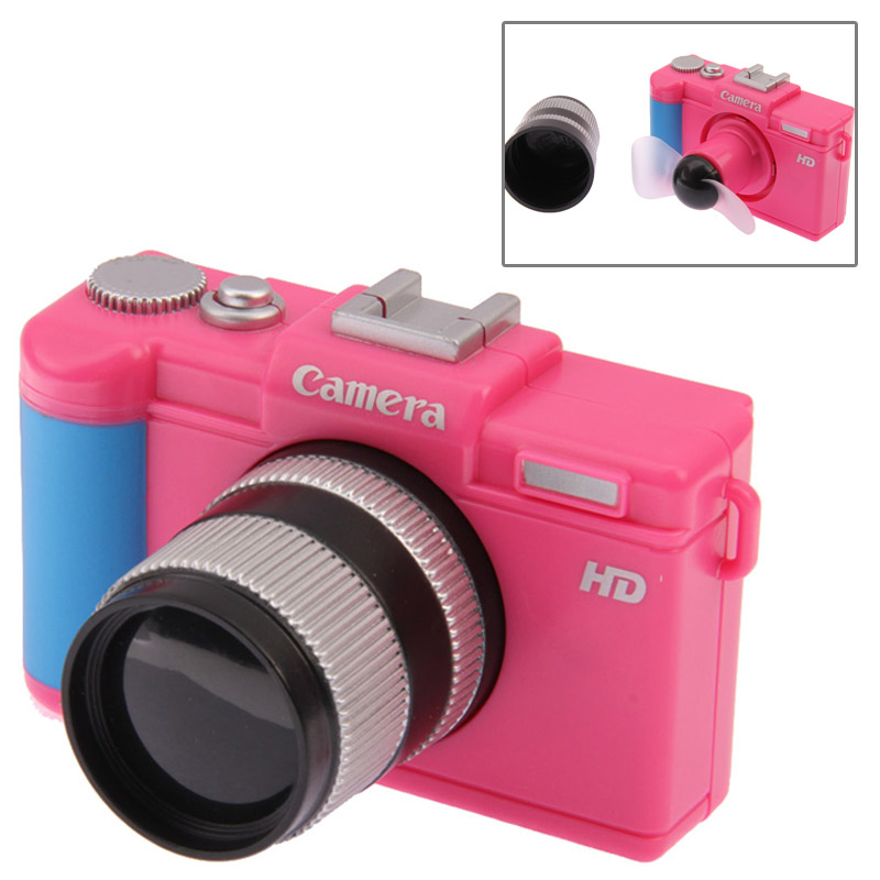 Portable Battery Operated Camera Shaped 2-Blade Mini Cooling Fan (Magenta) - Shopkiz.com