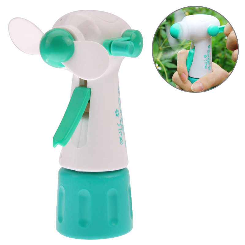 Creative Hand-driven Mist Spray Fan, Green (NO.778-5) - Shopkiz.com