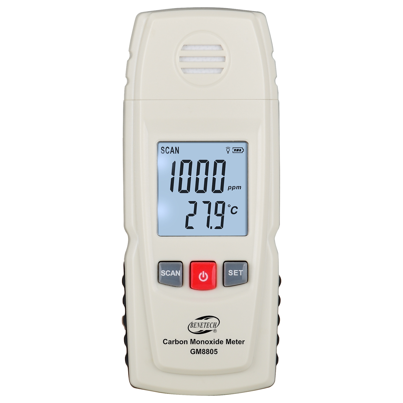 BENETECH GM8805 LCD Display Handheld Carbon Monoxide CO Monitor Detector Meter Tester, Measure Range: 0-1000ppm(White) - Shopkiz.com