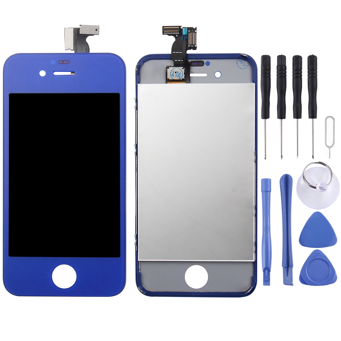 LCD Screen with Frame for iPhone 4 (Dark Blue) - Shopkiz.com