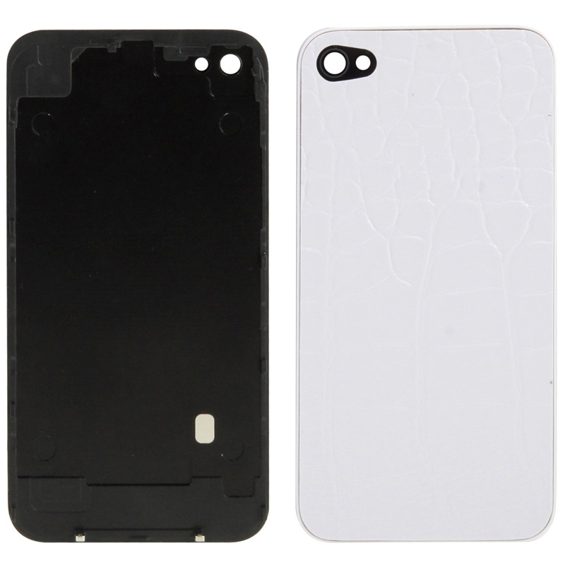 Split Leather Back Cover for iPhone 4(White) - Shopkiz.com