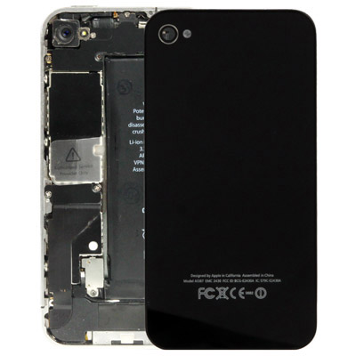 High Counterfeit Glass Back Cover with Flashlight Patch & Thermal Sink for iPhone 4(Black) - Shopkiz.com