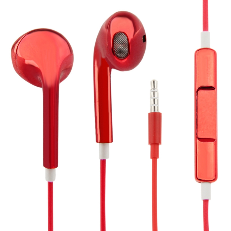 3.5mm Stereo Electroplating Wire Control Earphone for Android Phones / PC / MP3 Player / Laptops(Red) - Shopkiz.com