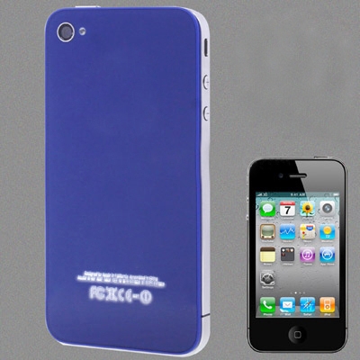 White Light Luminescent Logo High Counterfeit Glass Material Back Cover Mod Kit for iPhone 4, Dark Blue (Original Version)(Dark Blue) - Shopkiz.com