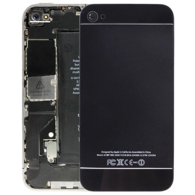 5G Style Metal Matt + Glass Back Cover for iPhone 4S(Black) - Shopkiz.com