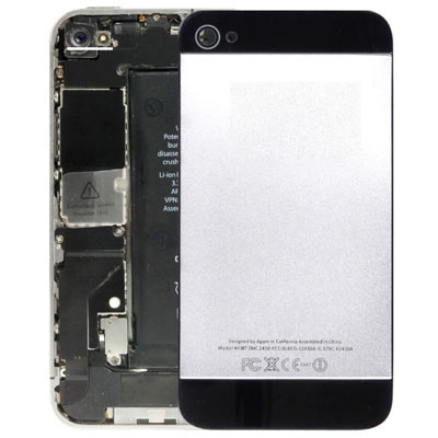 5G Style Metal Matt + Glass Back Cover for iPhone 4S(Silver) - Shopkiz.com