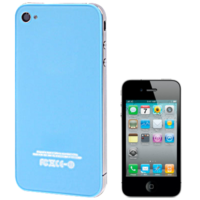 White Light Luminescent High Counterfeit Glass Material  Back Cover Mod Kit for iPhone 4S, Baby Blue - Shopkiz.com