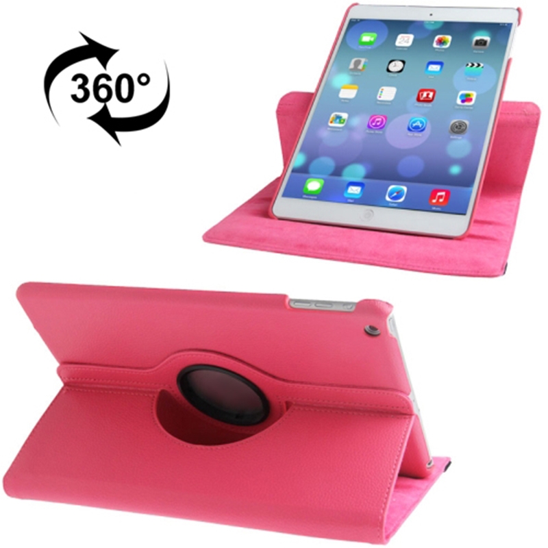 Litchi Texture 360 Degrees Rotation Leather Tablet Case with Holder for iPad Air / Air 2 / iPad 9.7 2017 / iPad 9.7 2018(Magenta) - Shopkiz.com