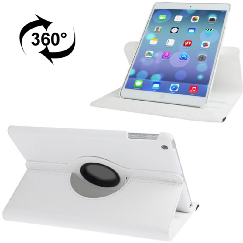 Litchi Texture 360 Degrees Rotation Leather Tablet Case with Holder for iPad Air / Air 2 / iPad 9.7 2017 / iPad 9.7 2018(White) - Shopkiz.com