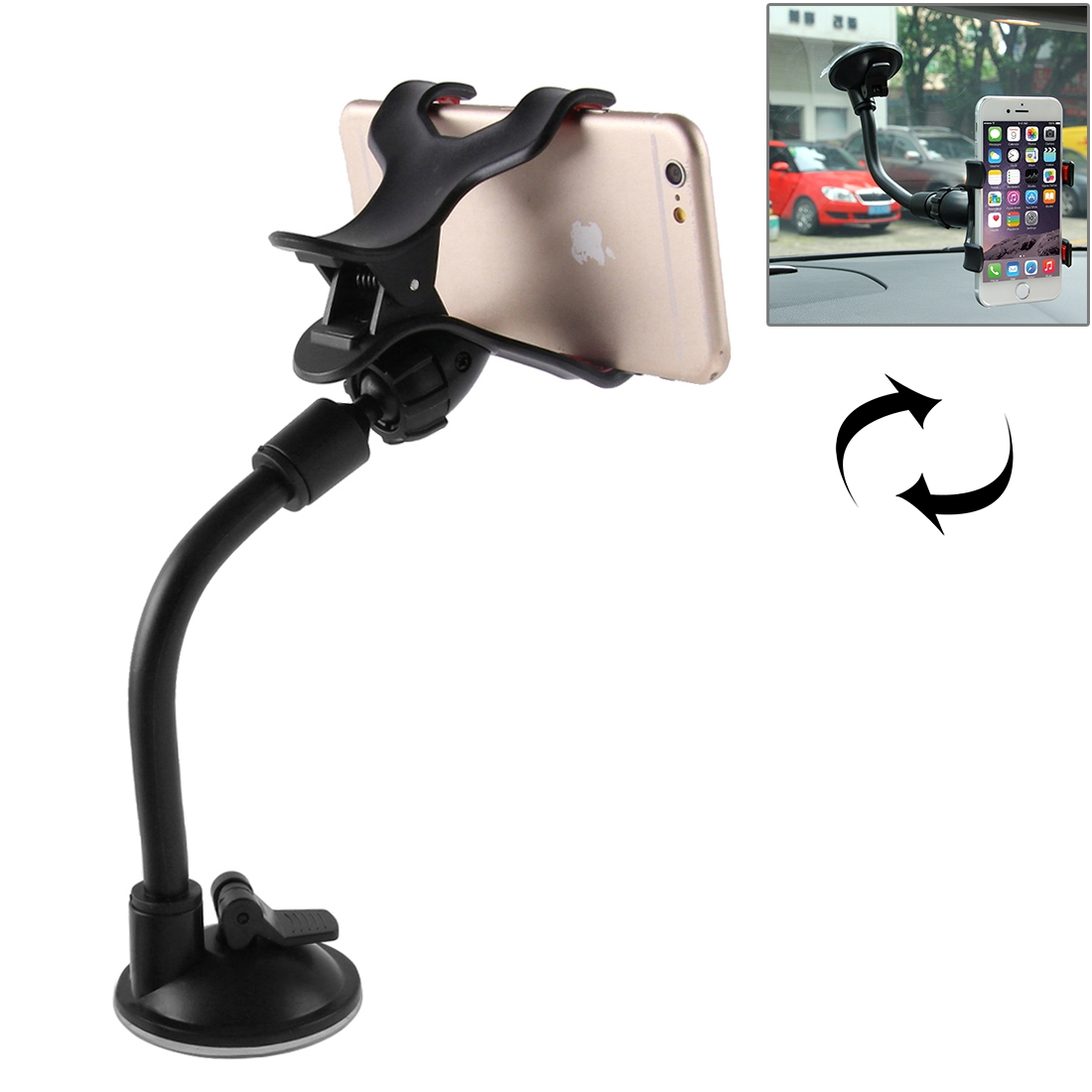 Universal 360 Degree Rotation Suction Cup Car Holder / Desktop Stand, Size Range: 3.5-8.3cm, For iPhone, Galaxy, Huawei, Xiaomi, Lenovo, Sony, LG,