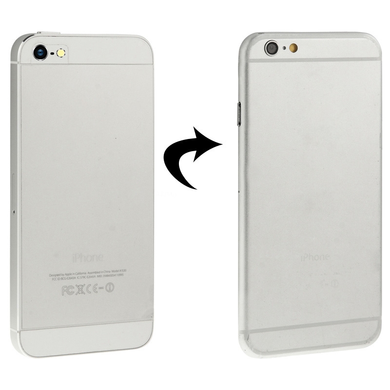 Full Assembly Metal Housing Cover with Appearance Imitation of iPhone 6 for iPhone 5, Including Back Cover & Outer Glass Lens & Card Tray & Volume