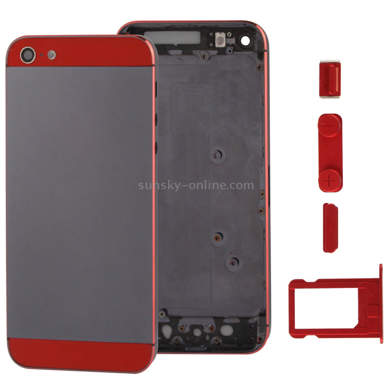 Full Housing Alloy Back Cover with Mute Button + Power Button + Volume Button + Nano SIM Card Tray for iPhone 5 - Shopkiz.com