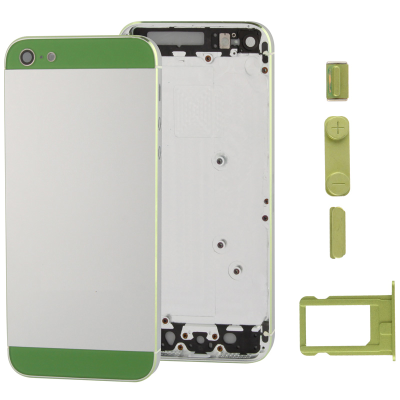 Full Housing Alloy Back Cover with Mute Button + Power Button + Volume Button + Nano SIM Card Tray for iPhone 5(Green) - Shopkiz.com