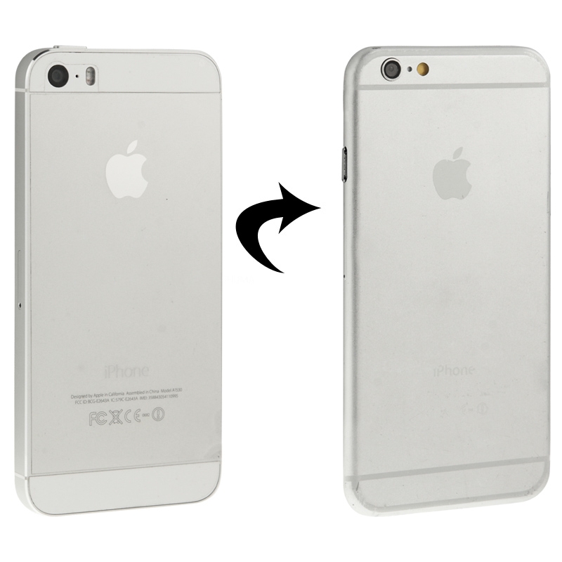 Full Assembly  Metal Housing Cover with Appearance Imitation of iPhone 6 for iPhone 5S, Including Back Cover & Outer Glass Lens & Card Tray & Volume