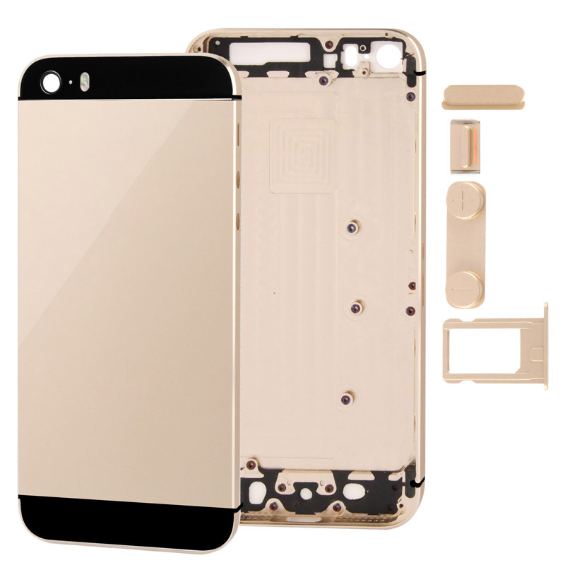 Full Housing Alloy Back Cover with Mute Button + Power Button + Volume Button + Nano SIM Card Tray for iPhone 5S - Shopkiz.com