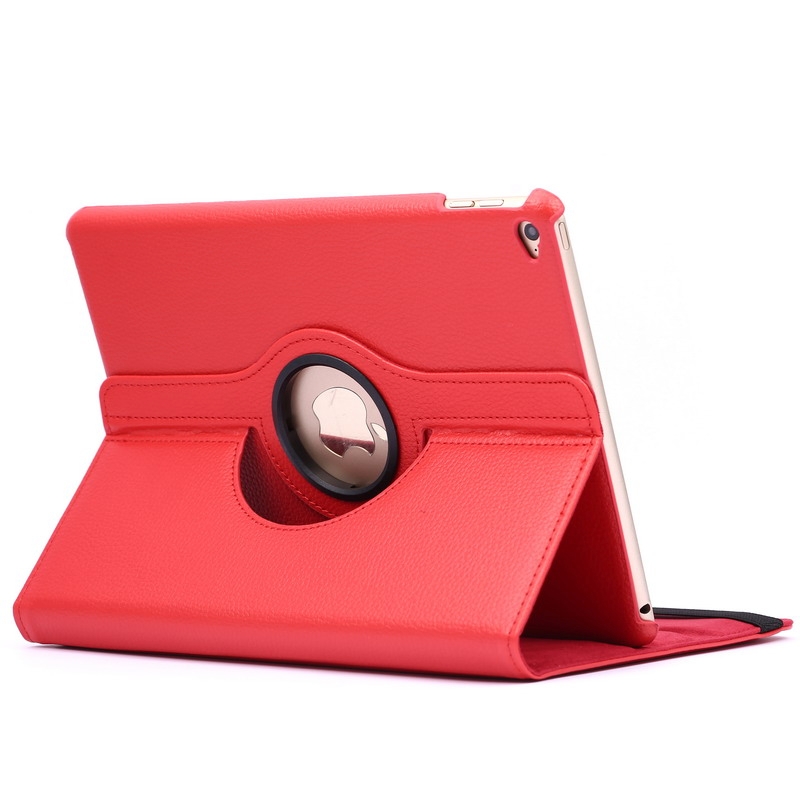 360 Degree Rotation Litchi Texture Flip Leather Case with 2 Gears Holder for iPad Air 2(Red) - Shopkiz.com