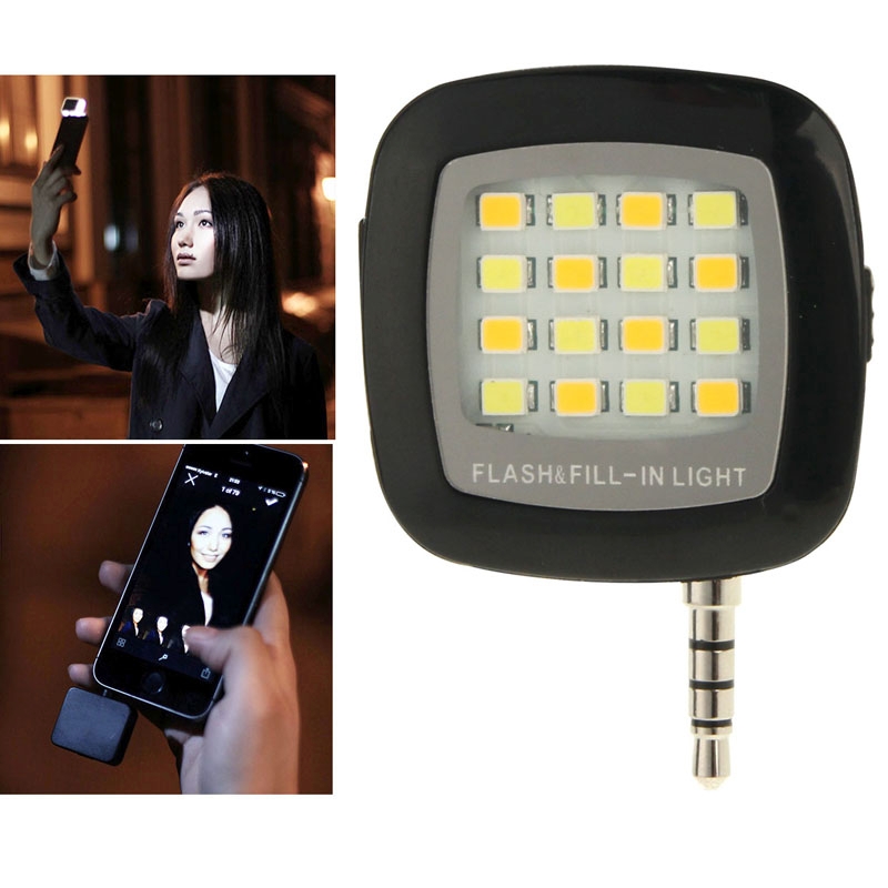 Universal Night Using Selfie Enhancing LED Flash Light, For iPhone, Galaxy, Huawei, Xiaomi, HTC, Sony, Google, Tablets, Digital camera(Black) -