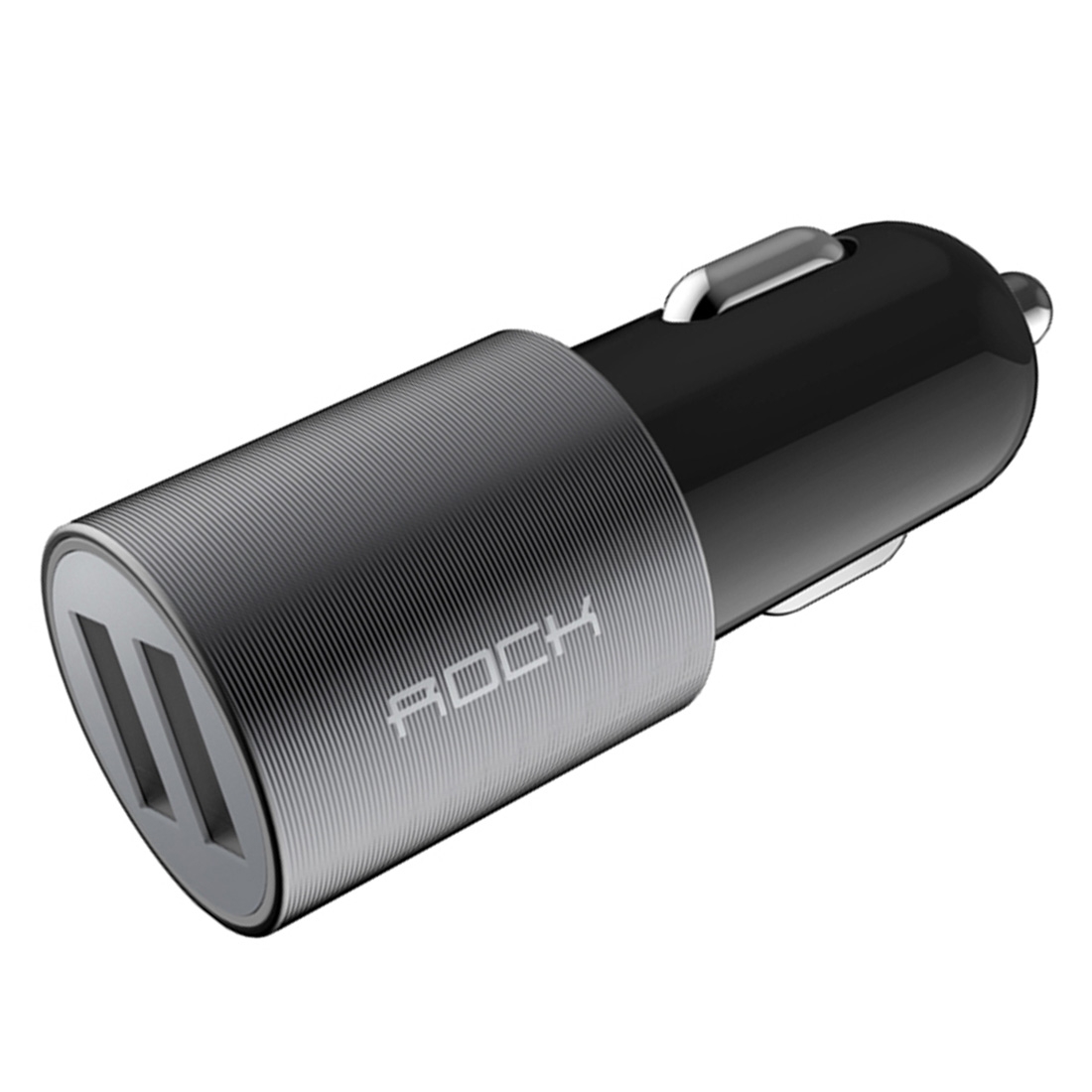 ROCK 5V 2.1A Dual USB Port Raid Car Charger Auto Adapter, For iPhone, Galaxy, Huawei, Xiaomi, LG, HTC and other Smart Phones(Grey) - Shopkiz.com