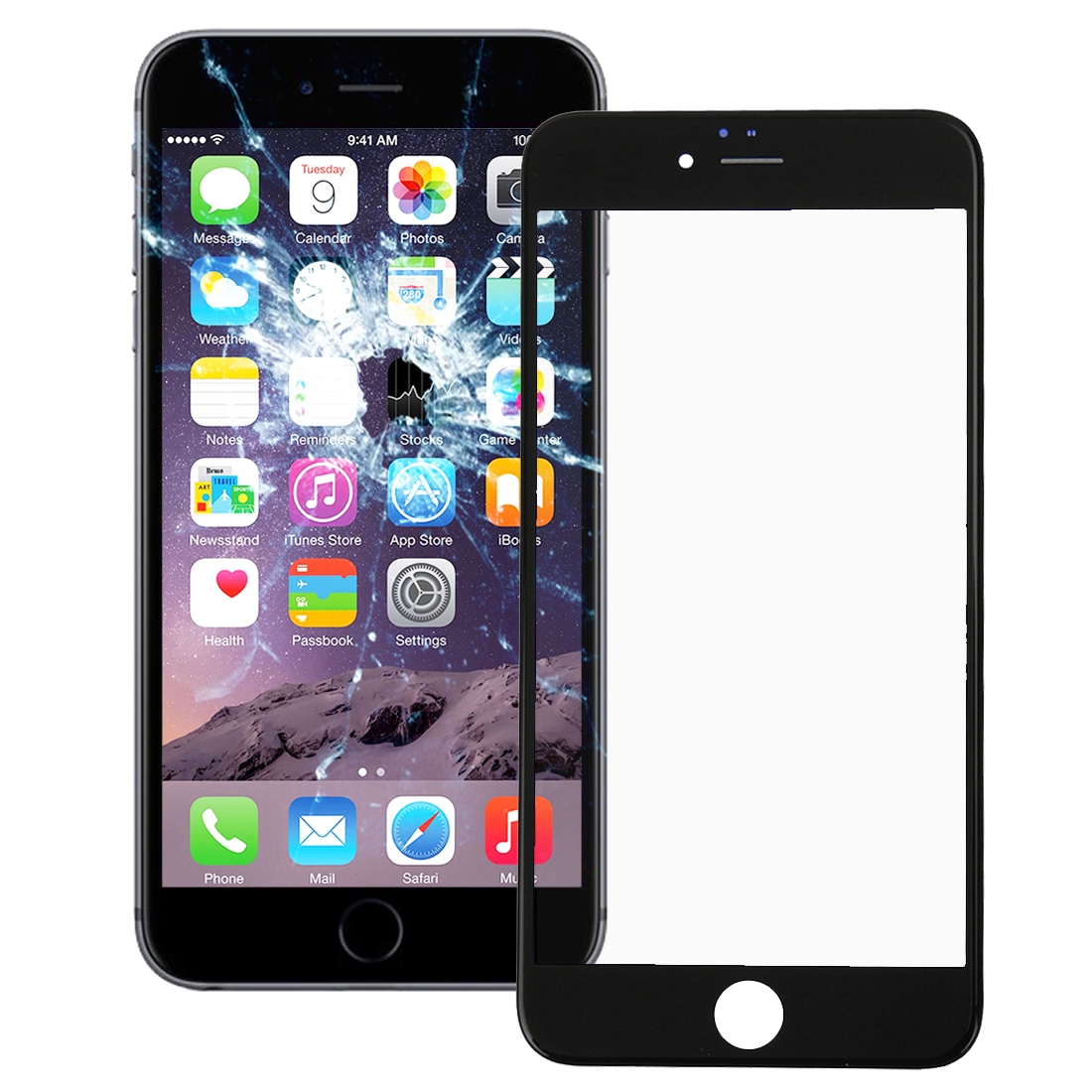 Front Screen Outer Glass Lens with Front LCD Screen Bezel Frame for iPhone 6 Plus(Black) - Shopkiz.com