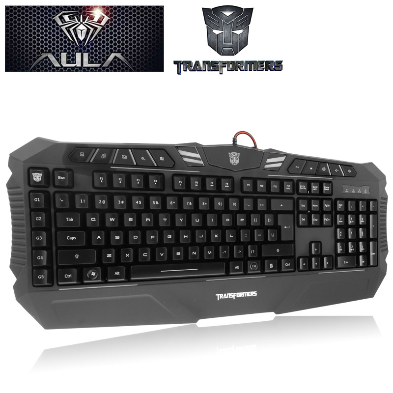 Aula Transformers Series Optimus Prime Pattern Wired USB Multi-media Silent / Non-slip Game Keyboard with Colorful Backlight - Shopkiz.com