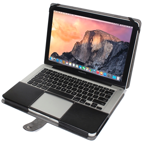 Notebook Leather Case with Snap Fastener for 15.4 inch MacBook Pro(Black) - Shopkiz.com