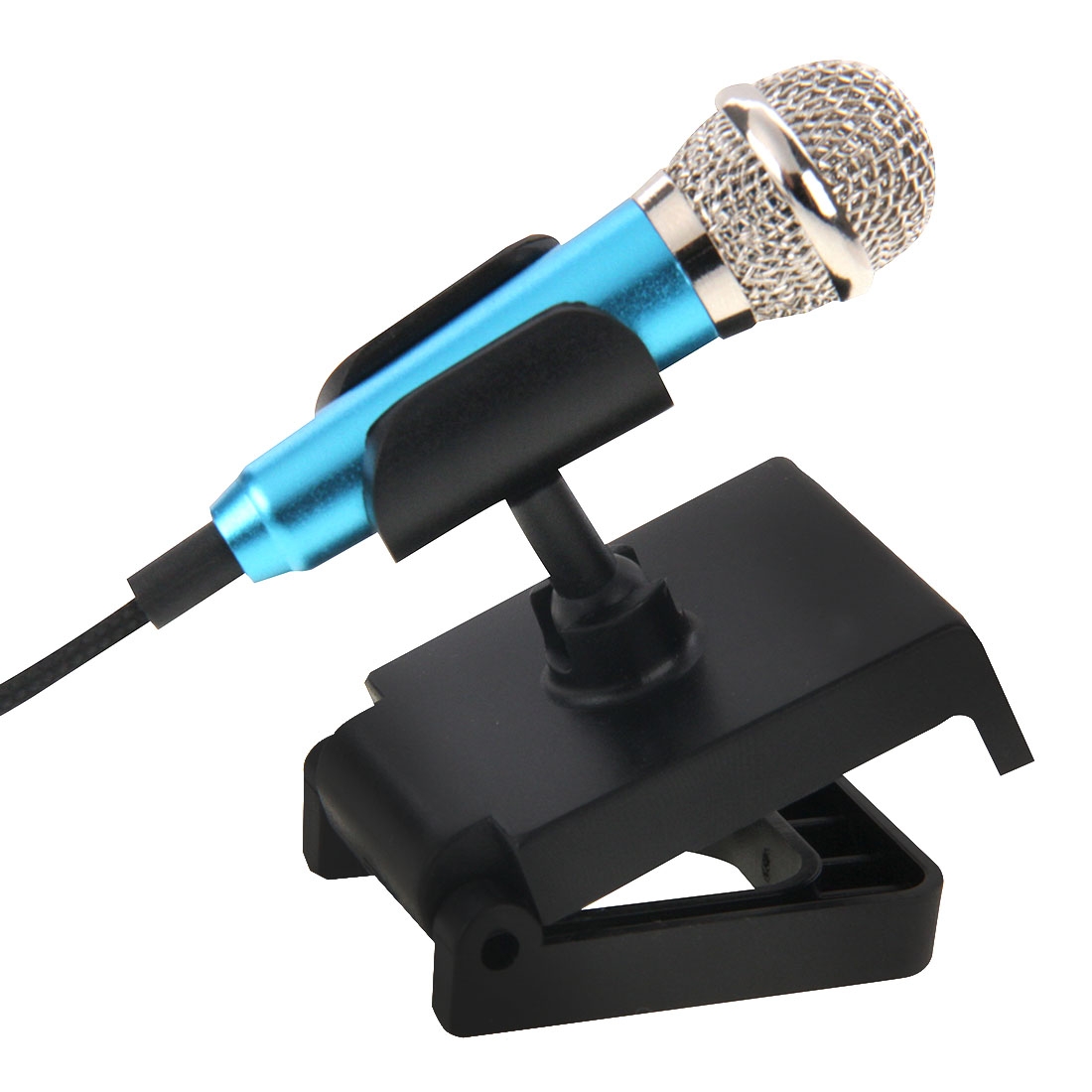 Stylish Mini Mobile Sing Condenser Microphone with 3.5mm Audio Interface & Base & Holder, Audio Cable Length: 1.5m(Blue) - Shopkiz.com