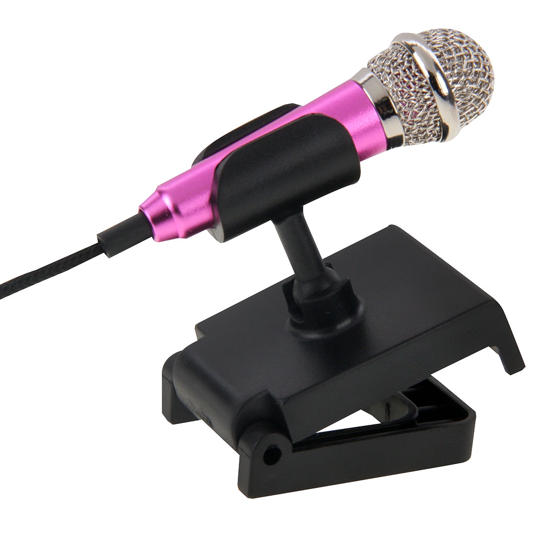 Stylish Mini Mobile Sing Condenser Microphone with 3.5mm Audio Interface & Base & Holder, Audio Cable Length: 1.5m(Purple) - Shopkiz.com