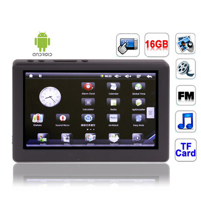 5.0 inch Android 2.1 OS Touch screen 16GB MP5 Player with Support FM Radio, TV Out(Black) - Shopkiz.com