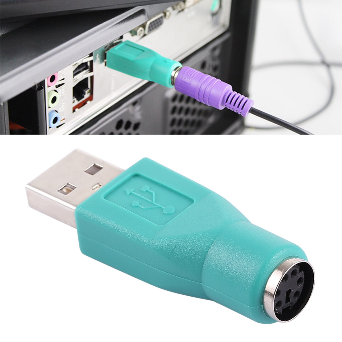 USB A Plug to mini DIN6 female Adapter (PS/2 to USB)(Green) - Shopkiz.com