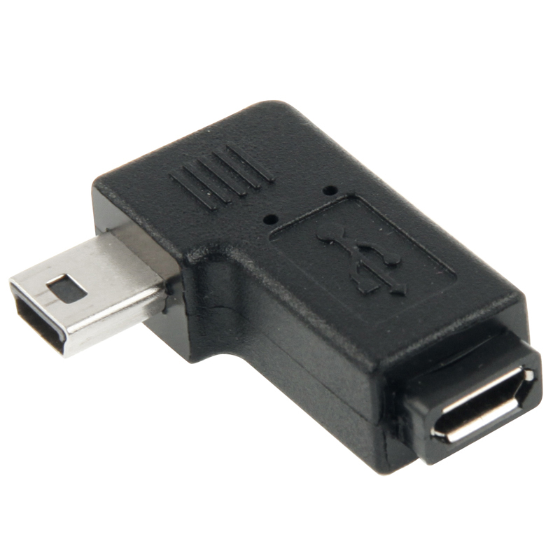90 Degree Micro USB to Mini USB Adapter(Black) - Shopkiz.com