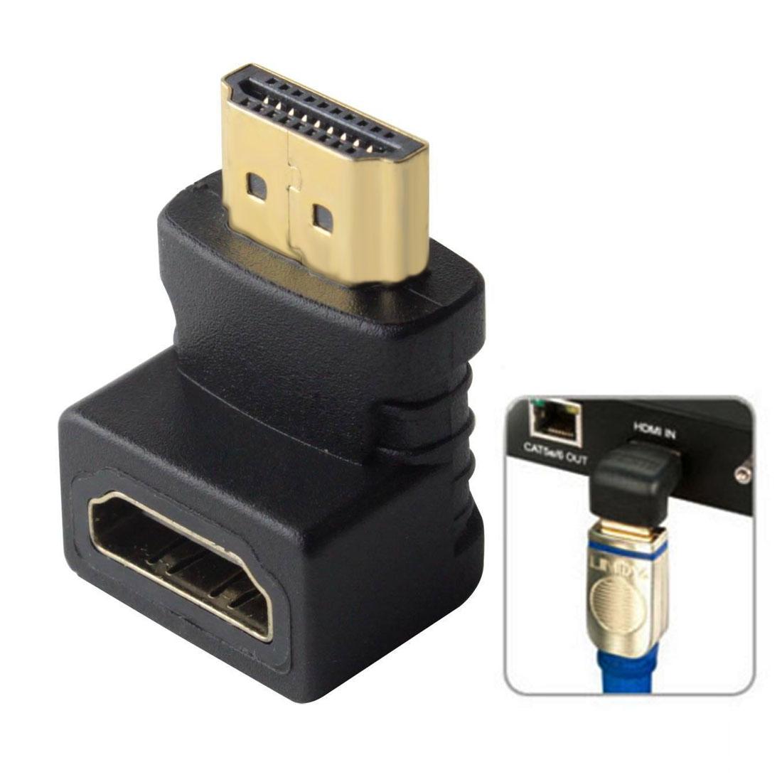 HDMI 19Pin Male to HDMI 19Pin Female 90-degree Angle Adaptor (Gold Plated)(Black) - Shopkiz.com
