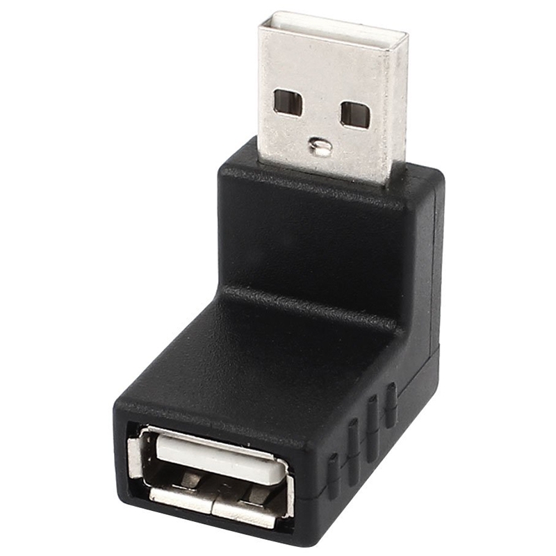 USB 2.0 AM to AF Adapter with 90 Degree Angle(Black) - Shopkiz.com