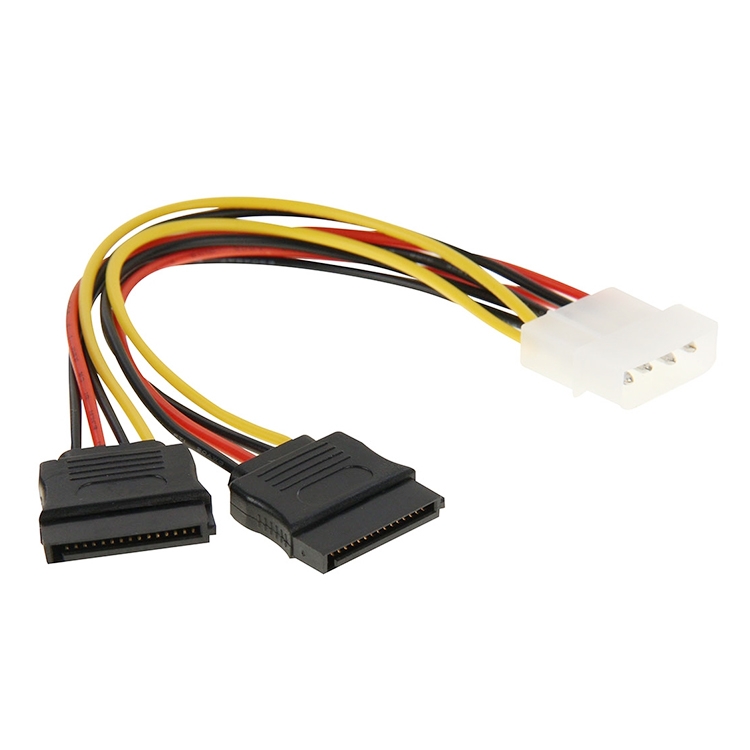 2 x 15 Pin to 4 Pin Serial SATA Power Adapter Cable, Core Material: Copper, Length: 18cm - Shopkiz.com