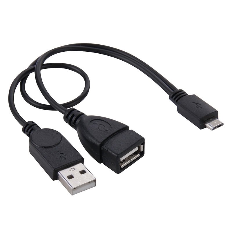 Micro USB to USB 2.0 Male & USB 2.0 Female Host OTG Converter Adapter Cable, Length: About 30cm(Black) - Shopkiz.com