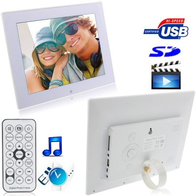 8012W White, 8 inch Digital Picture Frame with Holder & Remote Control Support SD / MMC / MS Card and USB(White) - Shopkiz.com