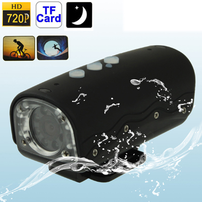 RD32 HD 720P Waterproof Mini DV Sport Camera with 8 White LED Lights, 5.0 Mega Pixels, Support TF Card / AV Output, 120 Degree Viewing Angle(Black) -